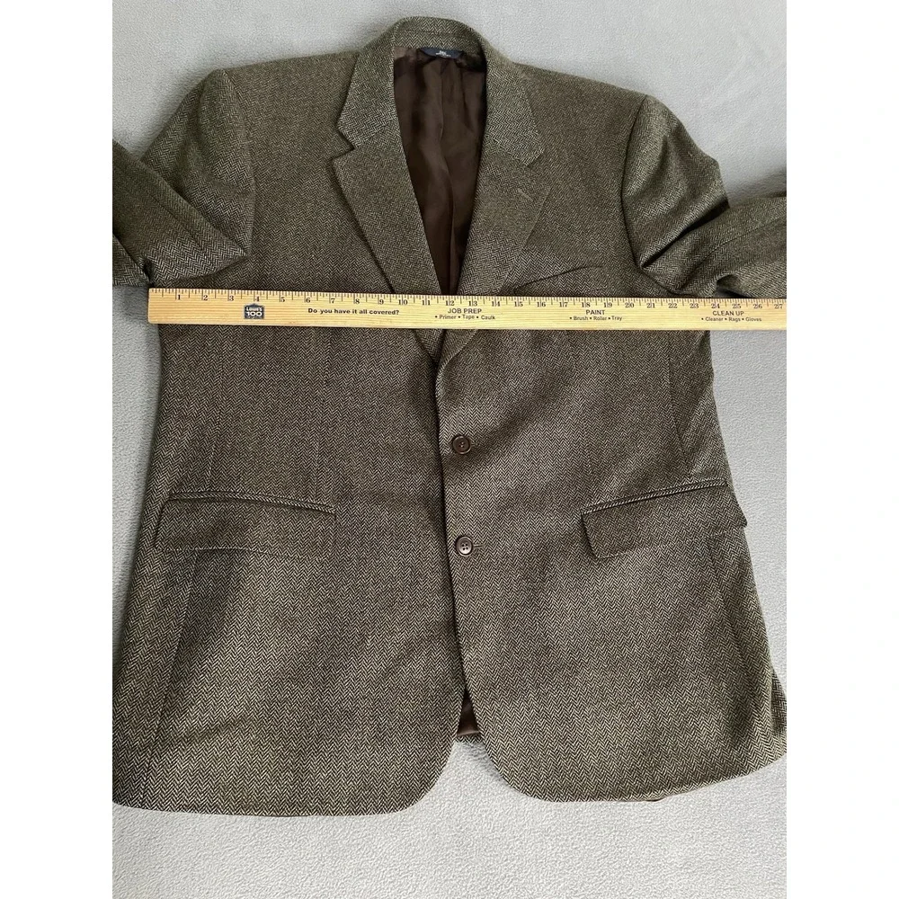 Brooks‎ Brothers 346 Men 46R Brown Herringbone Sport Blazer 100 Lambswool